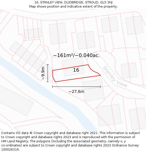 16, STANLEY VIEW, DUDBRIDGE, STROUD, GL5 3NJ: Plot and title map