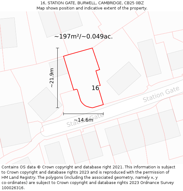 16, STATION GATE, BURWELL, CAMBRIDGE, CB25 0BZ: Plot and title map