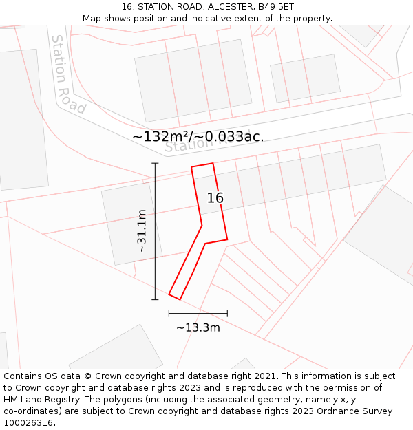 16, STATION ROAD, ALCESTER, B49 5ET: Plot and title map