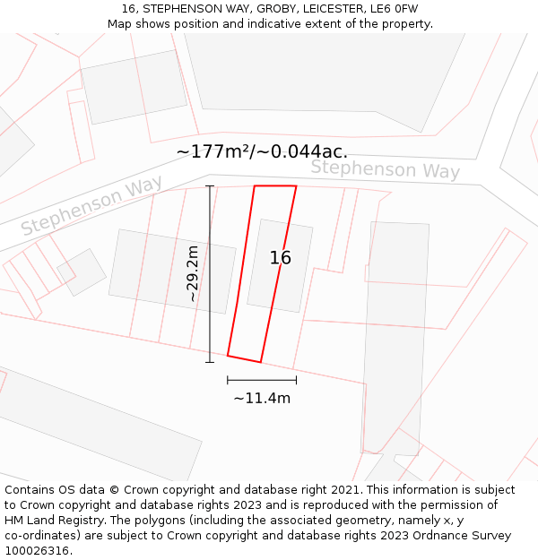 16, STEPHENSON WAY, GROBY, LEICESTER, LE6 0FW: Plot and title map