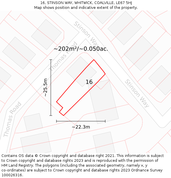 16, STINSON WAY, WHITWICK, COALVILLE, LE67 5HJ: Plot and title map