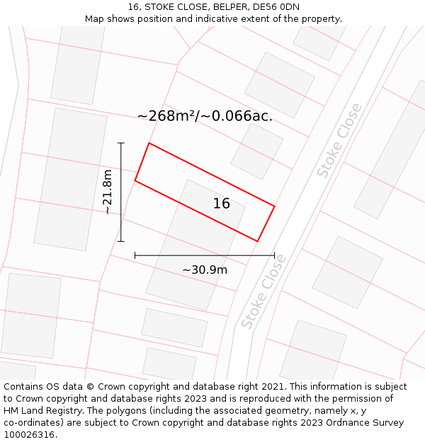 16, STOKE CLOSE, BELPER, DE56 0DN: Plot and title map