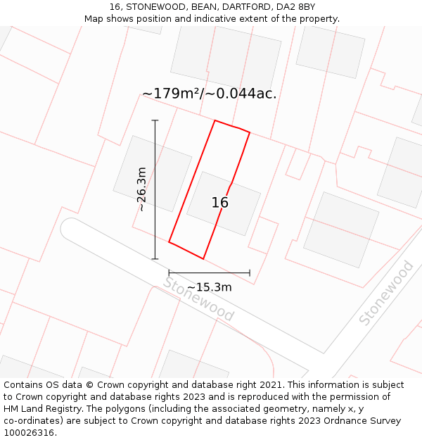 16, STONEWOOD, BEAN, DARTFORD, DA2 8BY: Plot and title map