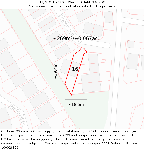 16, STONEYCROFT WAY, SEAHAM, SR7 7DG: Plot and title map