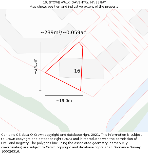 16, STOWE WALK, DAVENTRY, NN11 8AY: Plot and title map