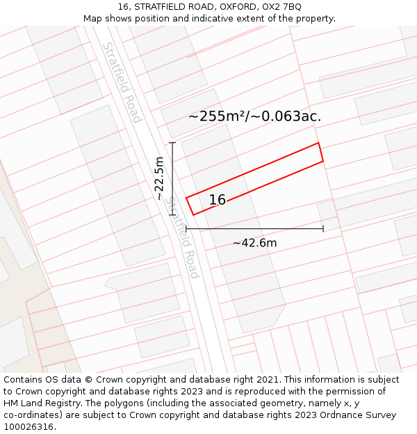 16, STRATFIELD ROAD, OXFORD, OX2 7BQ: Plot and title map