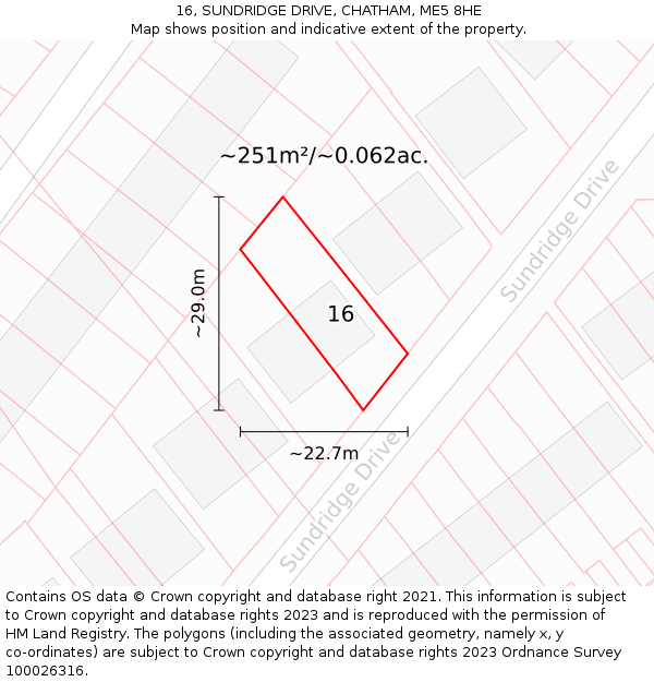 16, SUNDRIDGE DRIVE, CHATHAM, ME5 8HE: Plot and title map