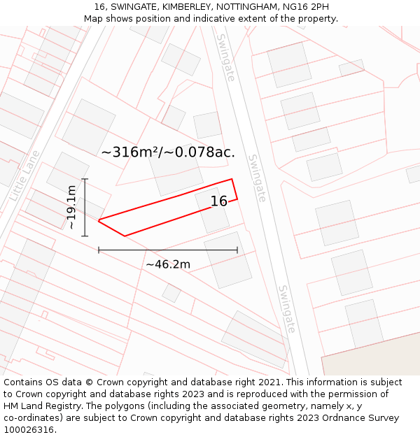 16, SWINGATE, KIMBERLEY, NOTTINGHAM, NG16 2PH: Plot and title map