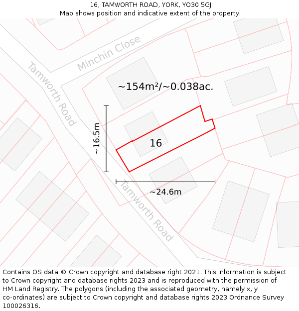 16, TAMWORTH ROAD, YORK, YO30 5GJ: Plot and title map