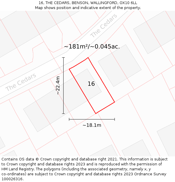 16, THE CEDARS, BENSON, WALLINGFORD, OX10 6LL: Plot and title map