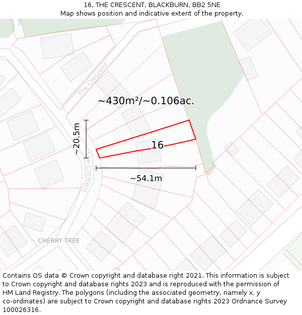 16, THE CRESCENT, BLACKBURN, BB2 5NE: Plot and title map