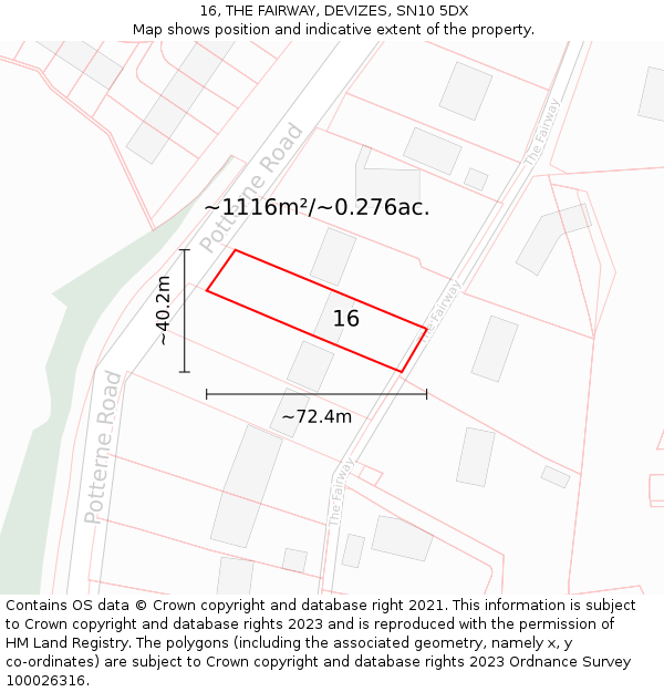 16, THE FAIRWAY, DEVIZES, SN10 5DX: Plot and title map