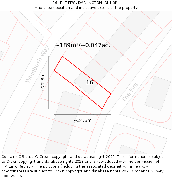 16, THE FIRS, DARLINGTON, DL1 3PH: Plot and title map