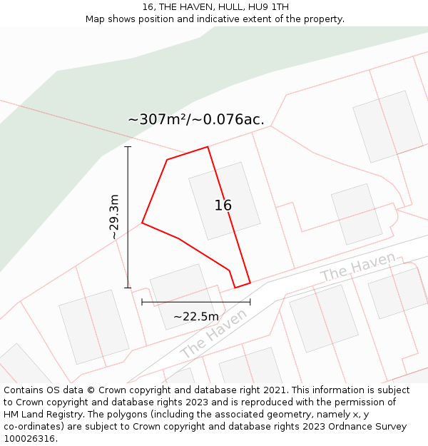 16, THE HAVEN, HULL, HU9 1TH: Plot and title map