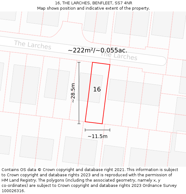 16, THE LARCHES, BENFLEET, SS7 4NR: Plot and title map