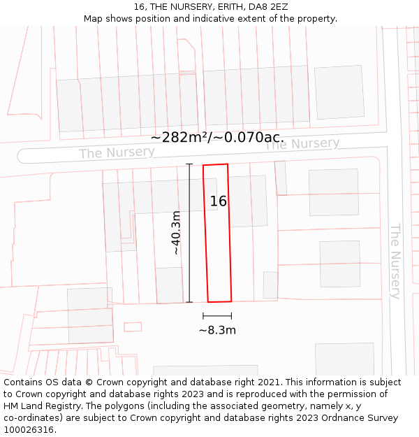 16, THE NURSERY, ERITH, DA8 2EZ: Plot and title map