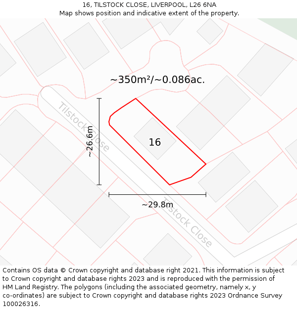 16, TILSTOCK CLOSE, LIVERPOOL, L26 6NA: Plot and title map