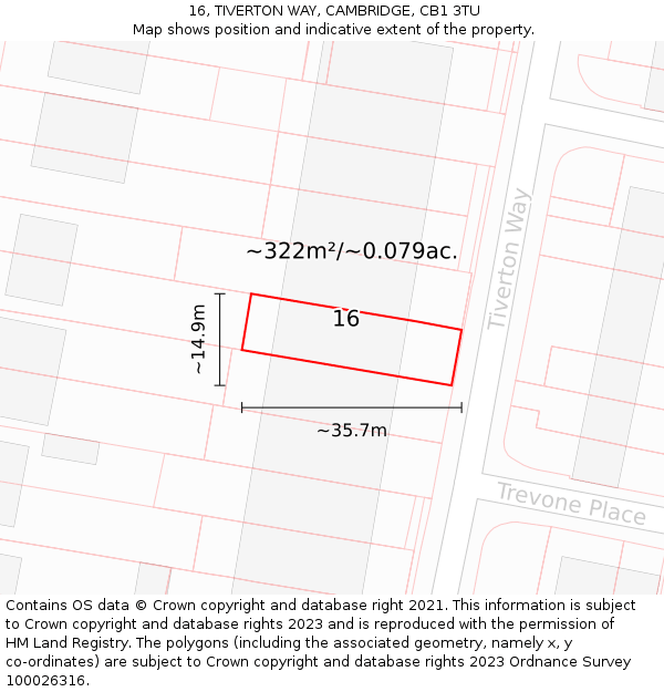16, TIVERTON WAY, CAMBRIDGE, CB1 3TU: Plot and title map