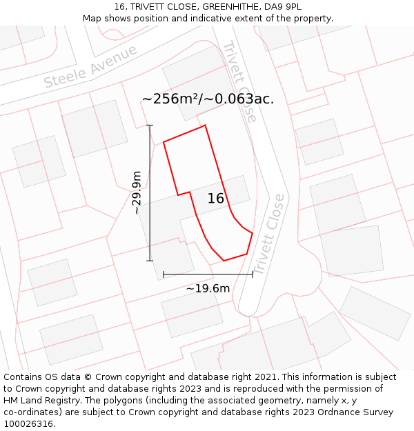 16, TRIVETT CLOSE, GREENHITHE, DA9 9PL: Plot and title map