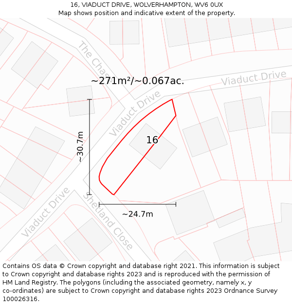 16, VIADUCT DRIVE, WOLVERHAMPTON, WV6 0UX: Plot and title map