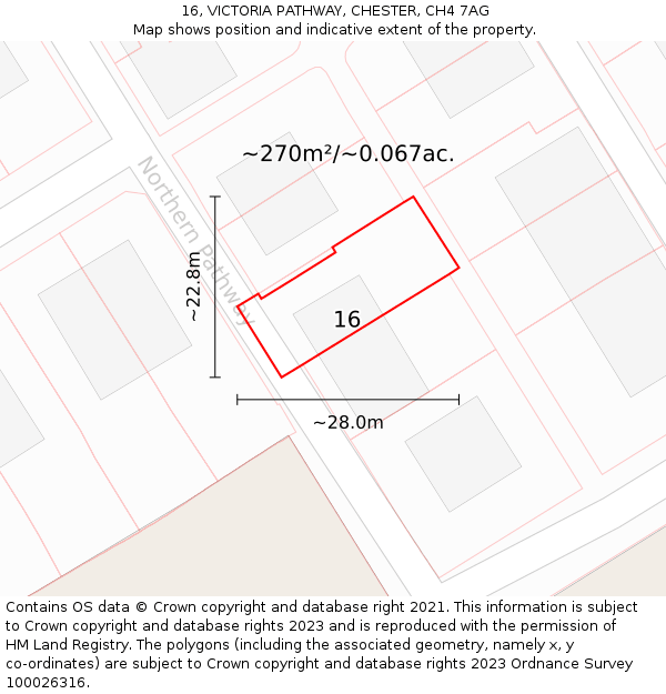 16, VICTORIA PATHWAY, CHESTER, CH4 7AG: Plot and title map