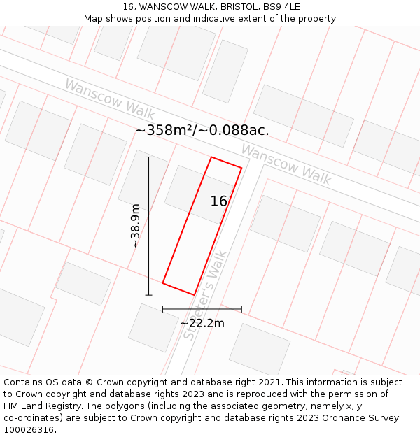 16, WANSCOW WALK, BRISTOL, BS9 4LE: Plot and title map