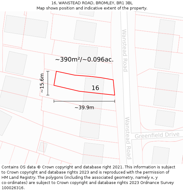 16, WANSTEAD ROAD, BROMLEY, BR1 3BL: Plot and title map
