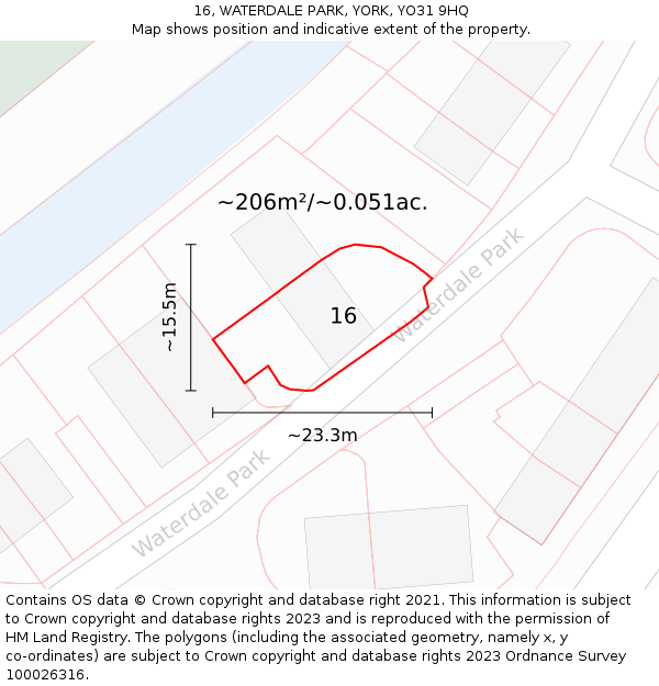 16, WATERDALE PARK, YORK, YO31 9HQ: Plot and title map