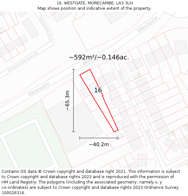 16, WESTGATE, MORECAMBE, LA3 3LN: Plot and title map