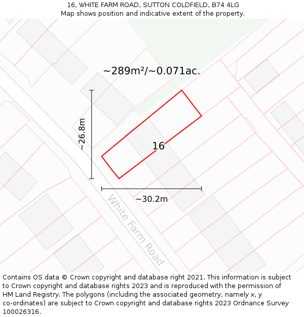 16, WHITE FARM ROAD, SUTTON COLDFIELD, B74 4LG: Plot and title map