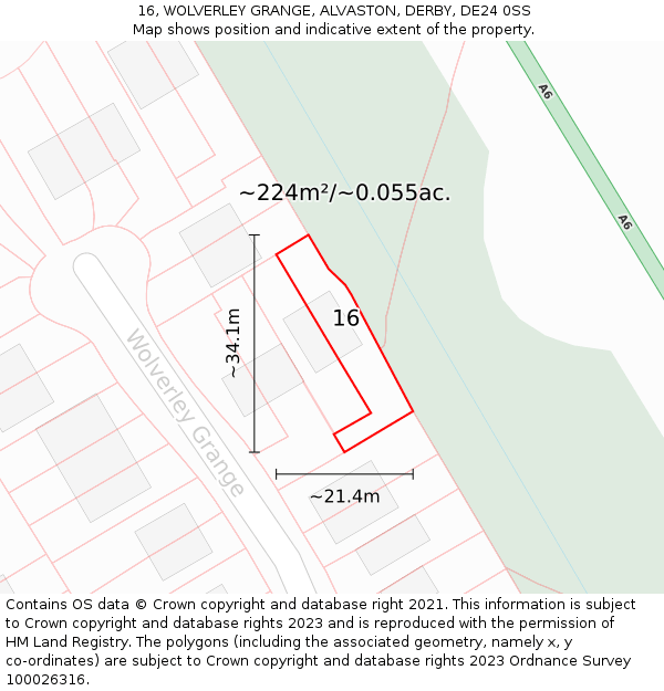 16, WOLVERLEY GRANGE, ALVASTON, DERBY, DE24 0SS: Plot and title map