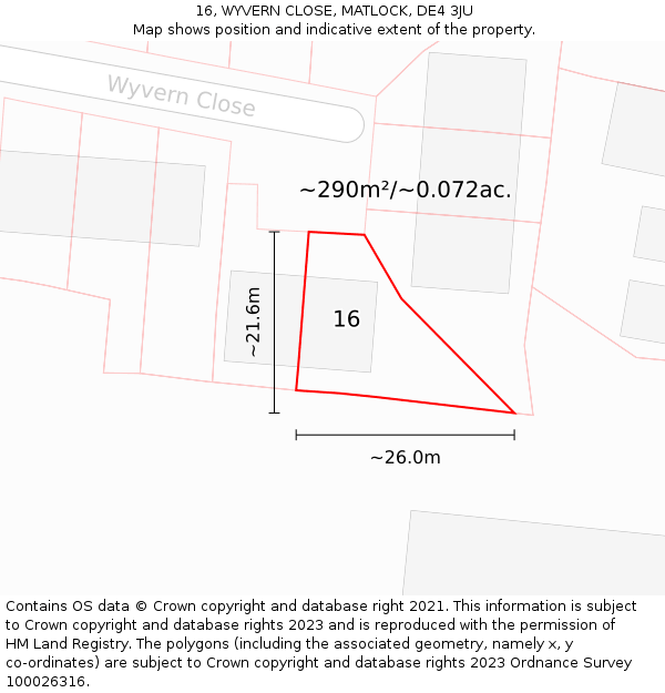 16, WYVERN CLOSE, MATLOCK, DE4 3JU: Plot and title map