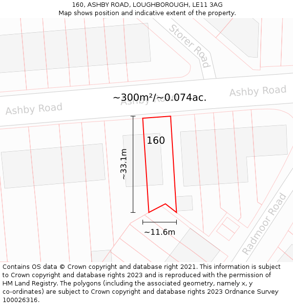 160, ASHBY ROAD, LOUGHBOROUGH, LE11 3AG: Plot and title map