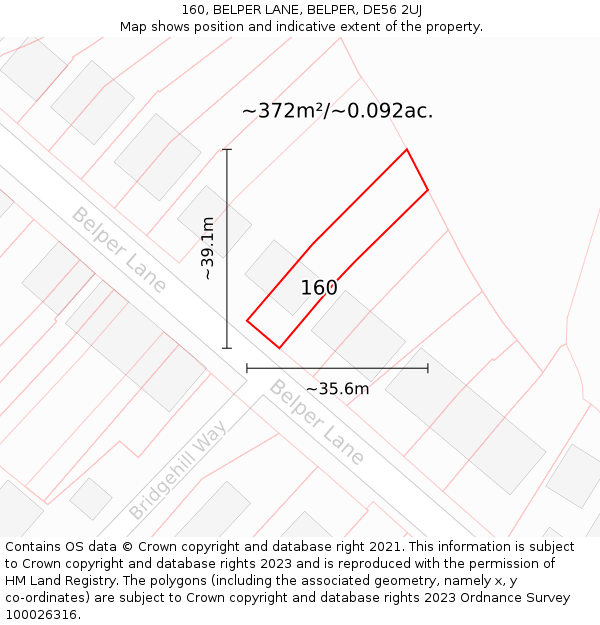 160, BELPER LANE, BELPER, DE56 2UJ: Plot and title map