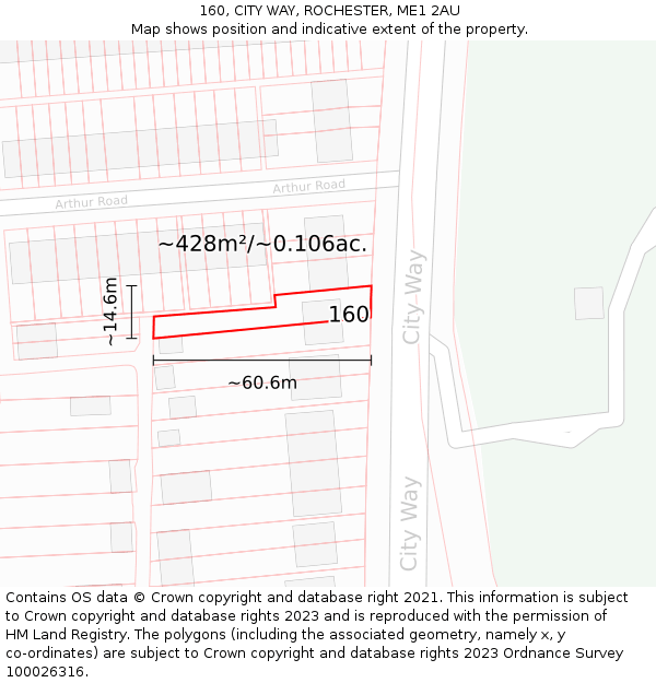 160, CITY WAY, ROCHESTER, ME1 2AU: Plot and title map