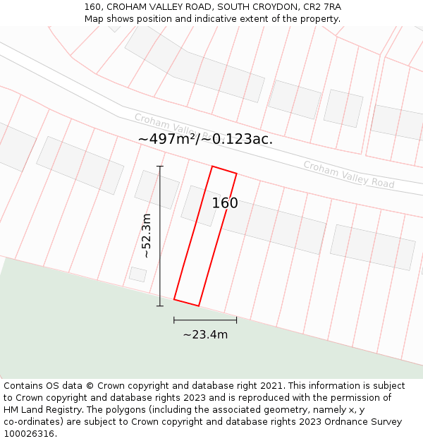 160, CROHAM VALLEY ROAD, SOUTH CROYDON, CR2 7RA: Plot and title map
