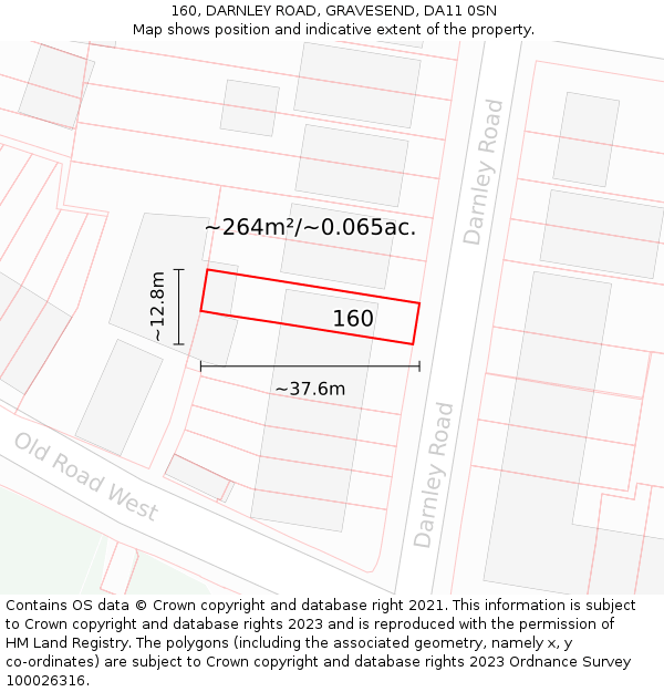 160, DARNLEY ROAD, GRAVESEND, DA11 0SN: Plot and title map