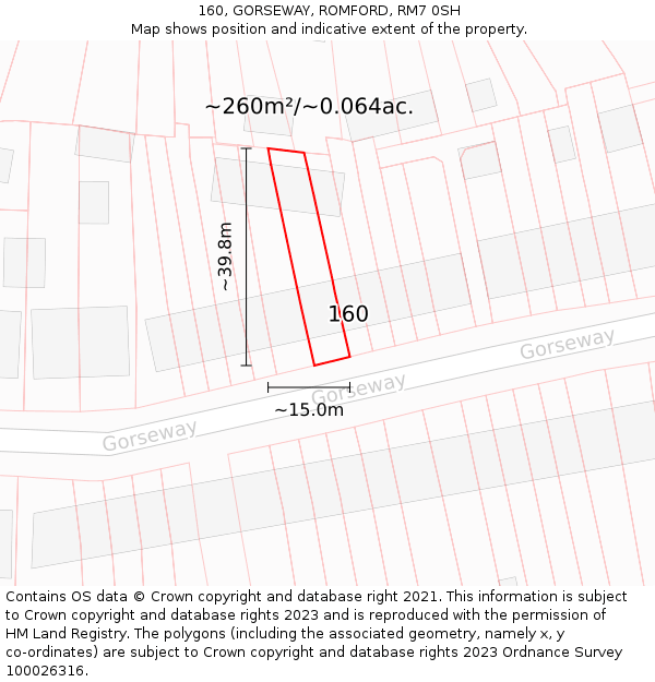 160, GORSEWAY, ROMFORD, RM7 0SH: Plot and title map