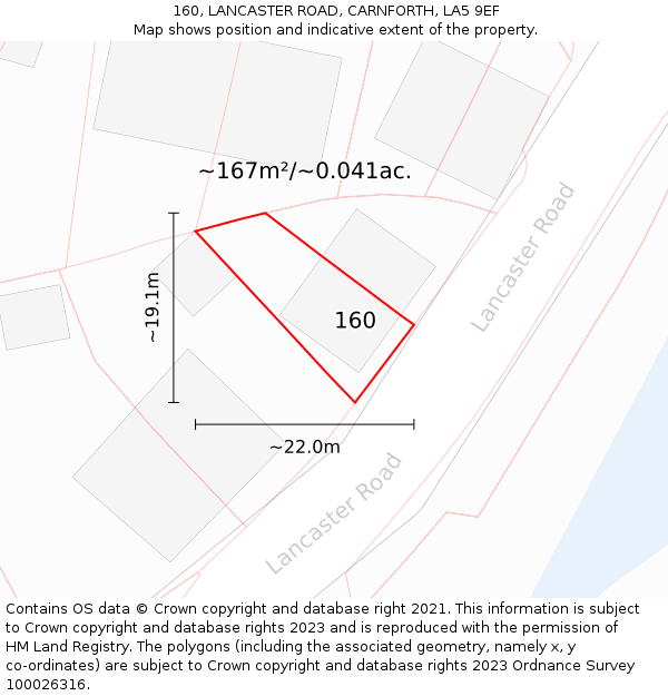 160, LANCASTER ROAD, CARNFORTH, LA5 9EF: Plot and title map