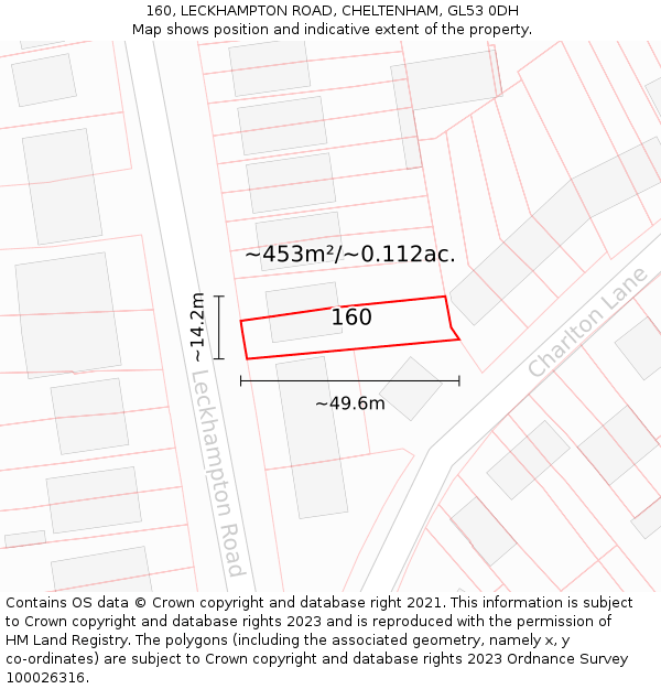 160, LECKHAMPTON ROAD, CHELTENHAM, GL53 0DH: Plot and title map