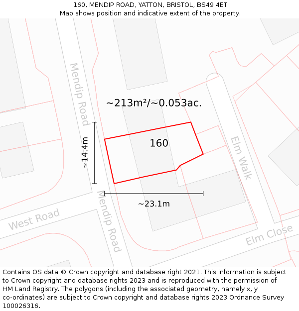 160, MENDIP ROAD, YATTON, BRISTOL, BS49 4ET: Plot and title map