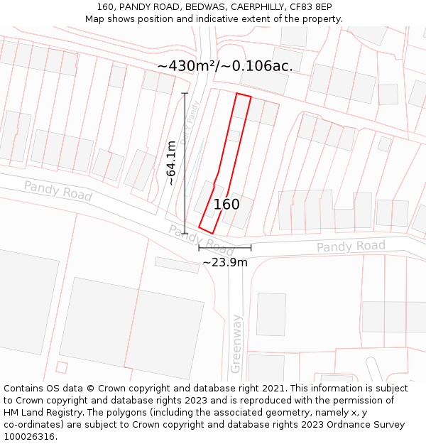 160, PANDY ROAD, BEDWAS, CAERPHILLY, CF83 8EP: Plot and title map