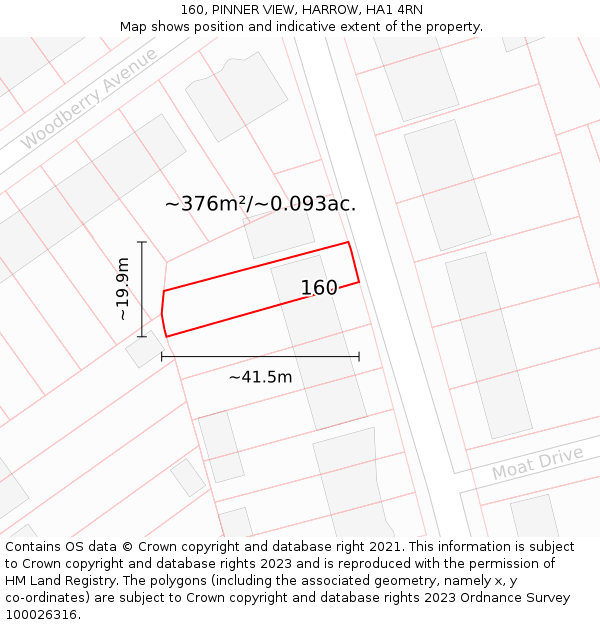 160, PINNER VIEW, HARROW, HA1 4RN: Plot and title map
