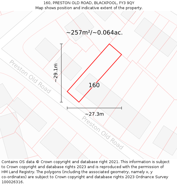 160, PRESTON OLD ROAD, BLACKPOOL, FY3 9QY: Plot and title map
