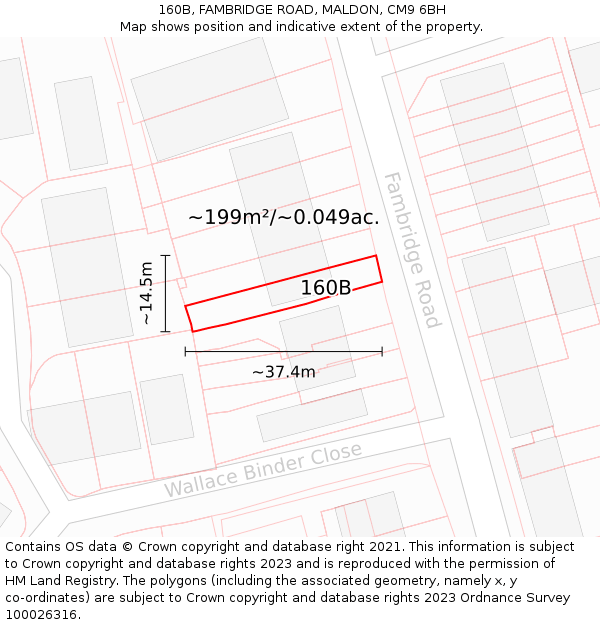 160B, FAMBRIDGE ROAD, MALDON, CM9 6BH: Plot and title map