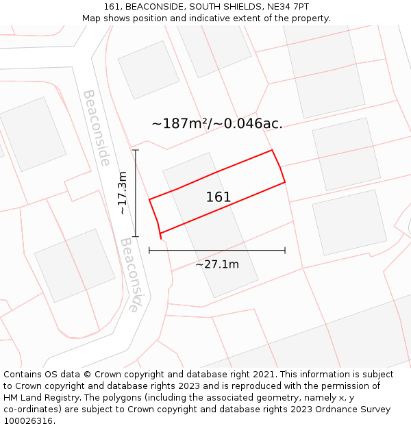 161, BEACONSIDE, SOUTH SHIELDS, NE34 7PT: Plot and title map