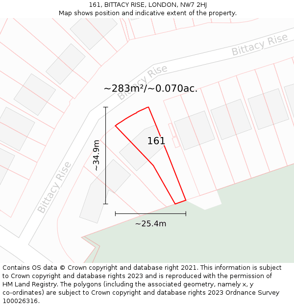 161, BITTACY RISE, LONDON, NW7 2HJ: Plot and title map