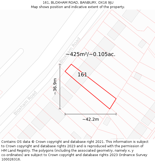 161, BLOXHAM ROAD, BANBURY, OX16 9JU: Plot and title map