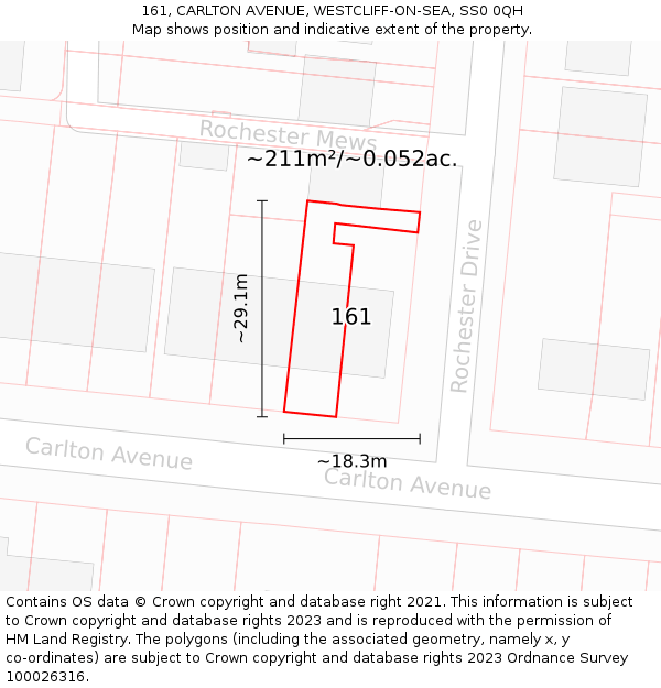 161, CARLTON AVENUE, WESTCLIFF-ON-SEA, SS0 0QH: Plot and title map
