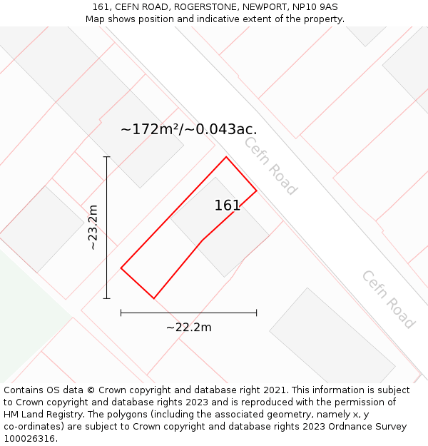 161, CEFN ROAD, ROGERSTONE, NEWPORT, NP10 9AS: Plot and title map